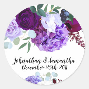 20 - 1.5" Favour Stickers Lavender Hibiscus on W