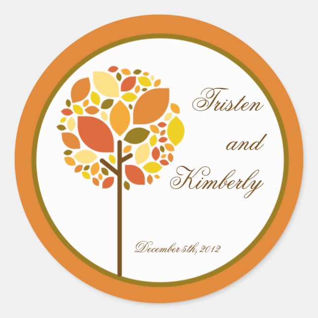20 - 1.5"  Favour Stickers Modern Autumn Tree Fall (Front)
