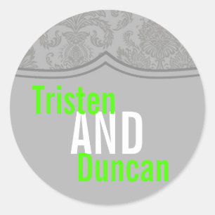 20 - 1.5" Favour Stickers Modern Grey Damask Lace