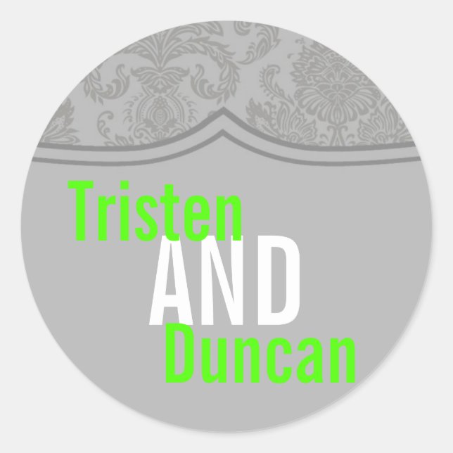 20 - 1.5"  Favour Stickers Modern Grey Damask Lace (Front)