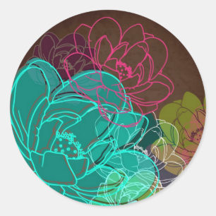 20 - 1.5" Favour Stickers Neon Spring Floral Flow