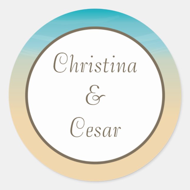 20 - 1.5" Favour Stickers Ocean Beach Shore Seashe (Front)