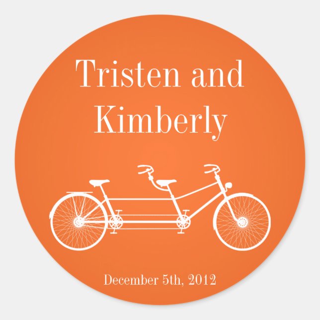 20 - 1.5"  Favour Stickers Orange Double Bike (Front)
