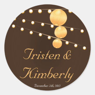 20 - 1.5" Favour Stickers Paper Lanterns on Brown