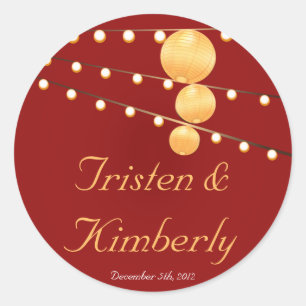 20 - 1.5" Favour Stickers Paper Lanterns on Red