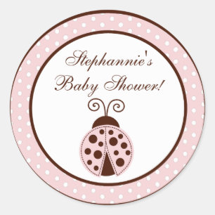 20 - 1.5" Favour Stickers Pink Ladybug