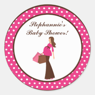 20 - 1.5" Favour Stickers Pink Mod Mum Polka Dots