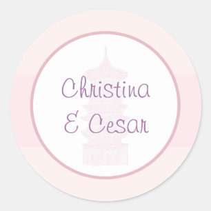20 - 1.5" Favour Stickers Purple Pink Lantern/Flow