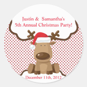 20 - 1.5"  Favour Stickers Reindeer Christmas XMAS