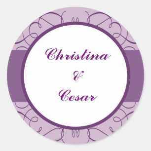 20 - 1.5" Favour Stickers Royal Purple Crown/Swirl