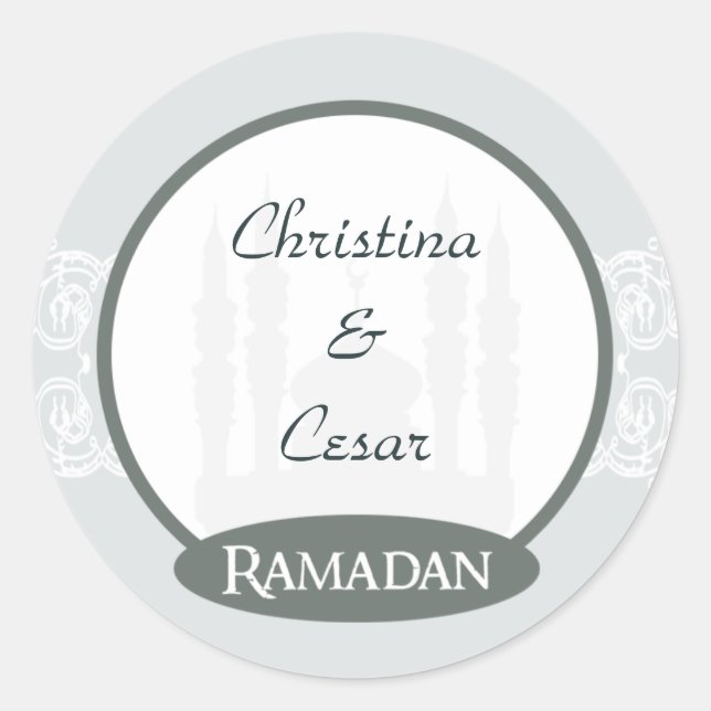 20 - 1.5" Favour Stickers Soft Blue Islamic Ramada (Front)