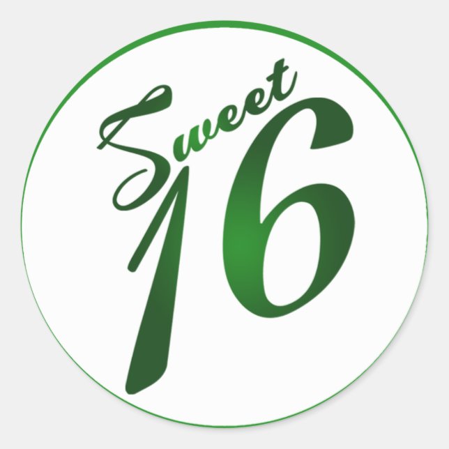 20 - 1.5"  Favour Stickers Sweet 16 Green (Front)