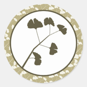 20 - 1.5" Favour Stickers White Ginkgo Leaves