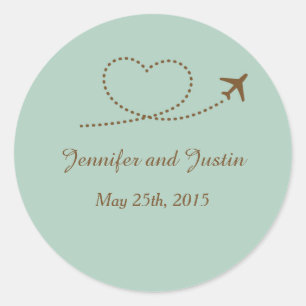 20 - 1.5 Inch Envelope Seal Blue Aeroplane Heart