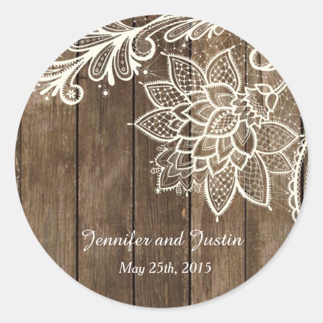 20 - 1.5 Inch Envelope Seal Rustic Lace Wood (Front)