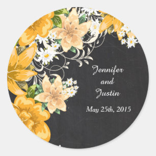 20 - 1.5 Inch Envelope Seal Yellow Rose Chalkboard