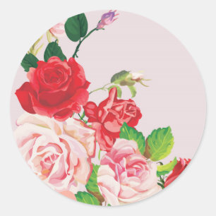 20 - 1.5 Inch Envelope Seals Pink and Red Roses