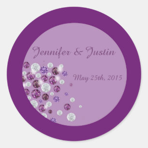 20 - 1.5 Inch Envelope Seals Purple White Diamond