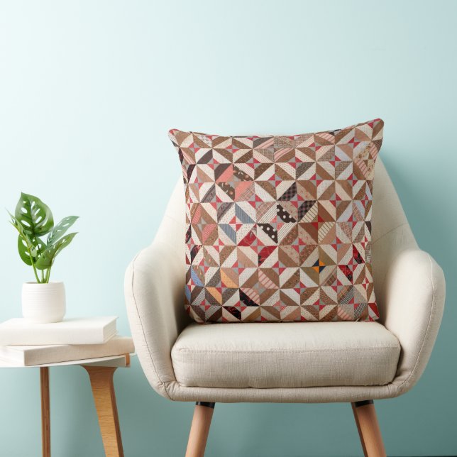 20" Antique Spool Patchwork Quilt Pattern Colourfu Cushion (Chair)