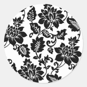 20 Black/Lime Green Floral Damask Envelope Seal