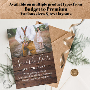 20 Budget RUSTIC PHOTO Save Date and Envelopes Advice Card