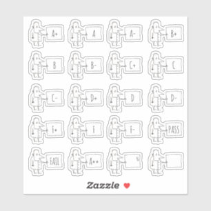 20 Cartoon School Letter Grading Marks Stickers