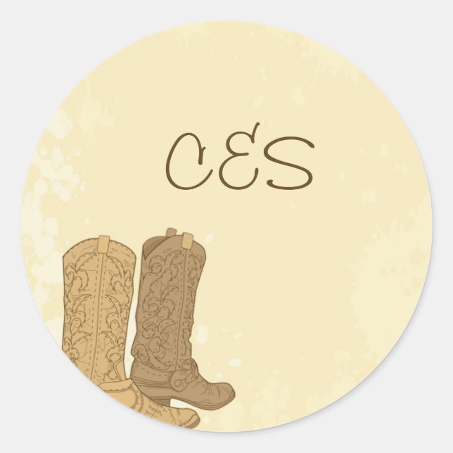 20 Cowboy Wedding Favour Stickers (Front)
