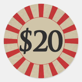 $20 (Dollar) Round Glossy Price Tag
