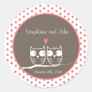 20 Envelope Seal Wedding Owls Personalised