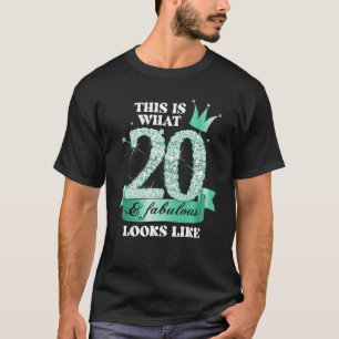 20 & Fabulous I Turquoise Black Party Group Photo  T-Shirt