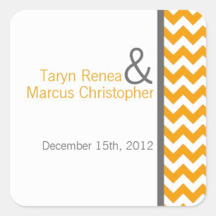 20 Favour Stickers Yellow Grey Grey Chevron Name