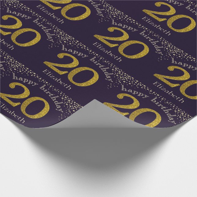 20 Glitter Gold Birthday Wrapping Paper (Corner)