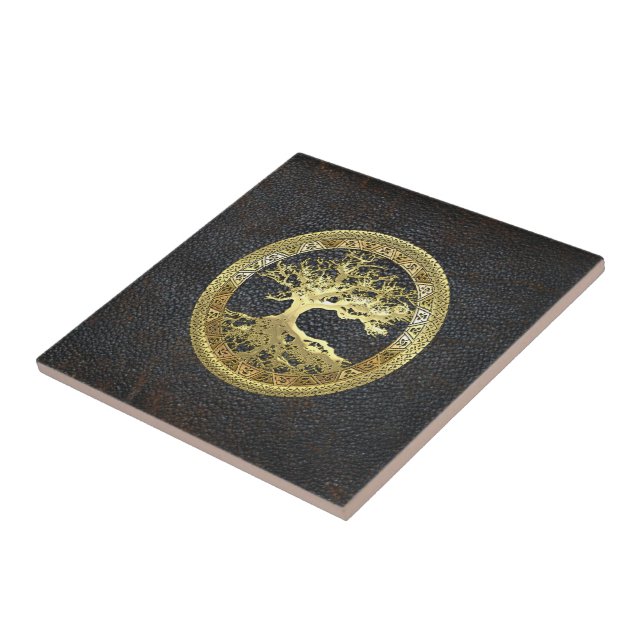 [20] Golden Celtic Tree of Life Tile (Side)