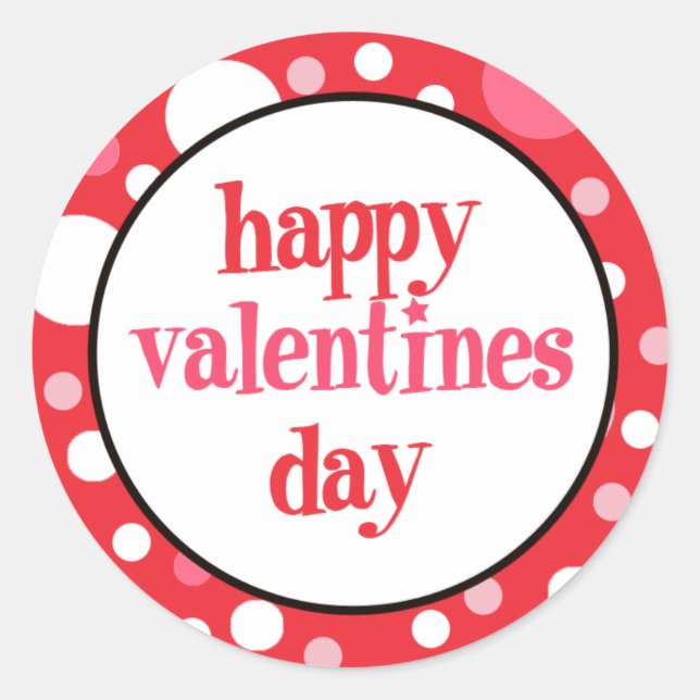 20 Happy Valentines Day Cupcake Toppers Classic Round Sticker (Front)
