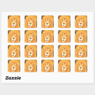 20 Lion's Face Rounded Corner Stickers