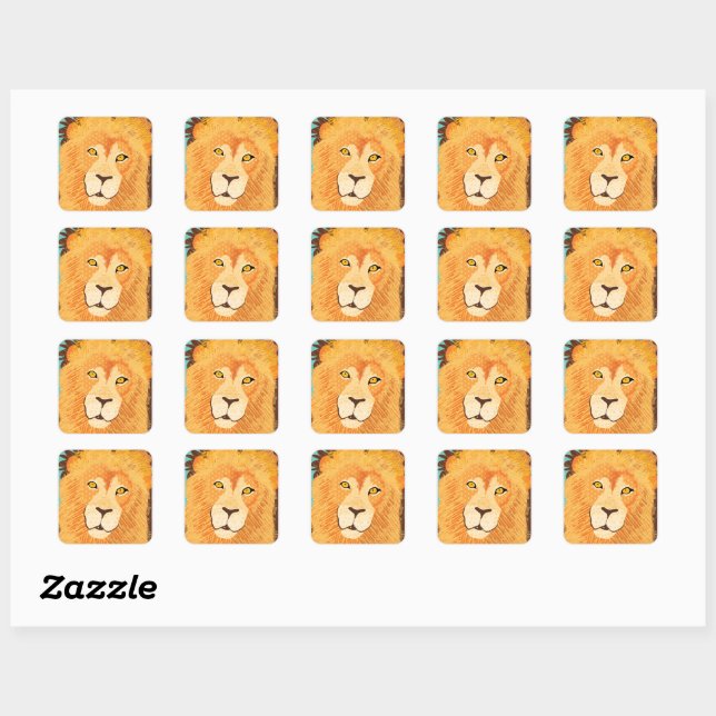 20 Lion's Face Rounded Corner Stickers (Sheet)