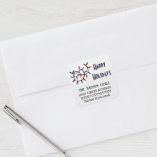 20 Modern Happy Holidays, Return Address  Square Sticker