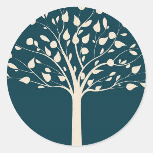 20 Navy/Creme Tree Envelope Seal Wedding
