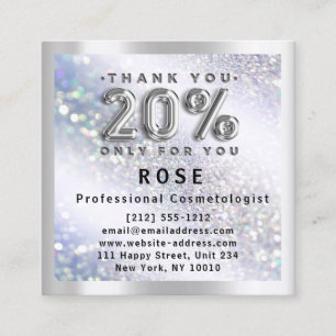 20% Off Discount Logo Hair Lash Glitter Silver Appointment Card