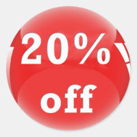 20% Off (Percent) Round Glossy Sticker