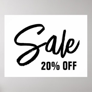 20% Off Sale Sign, Large Sale Poster for Retail