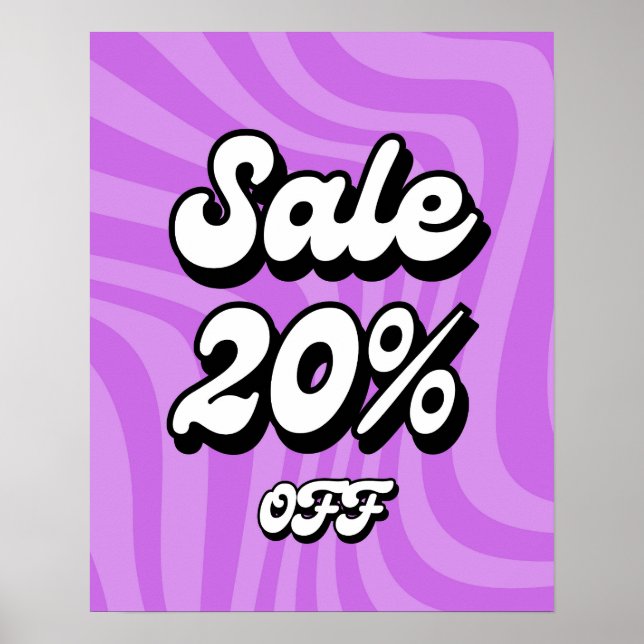 20% Off Sale Sign, Purple Sale Sign, Retail Sale Poster (Front)