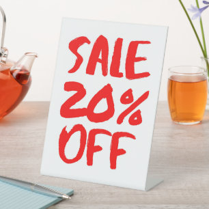 20% Off Sale Sign, Tabletop Signage, Retail Store Pedestal Sign