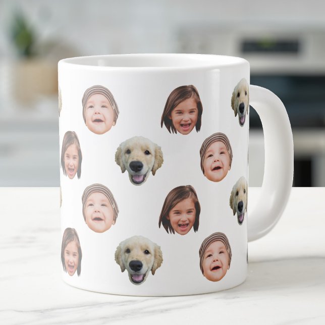 20 Oz Jumbo Cute Family Face 3 Photos Speciality Large Coffee Mug (Creator Uploaded)