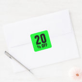 20 Percent Off discount price neon green sale Square Sticker (Envelope)