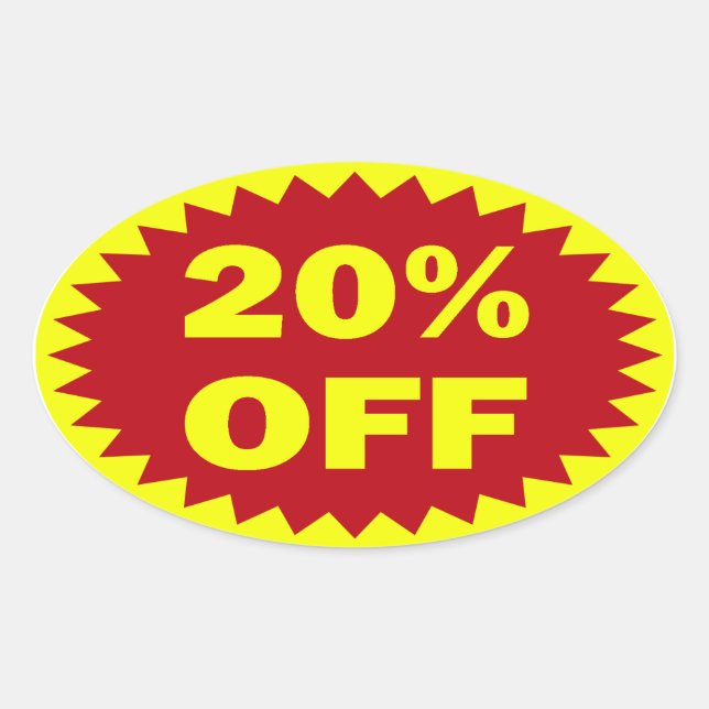20 Percent Off Oval Sticker (Front)