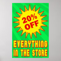 20 PERCENT OFF RETAIL SALE POSTER