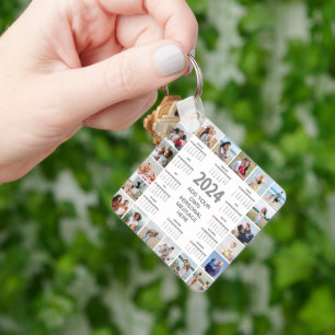 20 Photo Collage 2024 Year At A Glance Calendar Key Ring