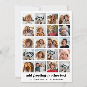 20 Photo Collage - Grid with Text - white Holiday Card