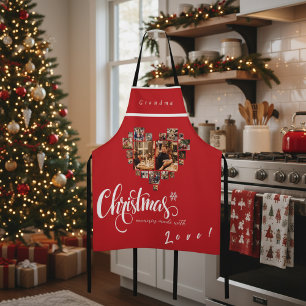 20 Photo Collage Heart, Grandma, Grandpa, Mom, Dad Apron